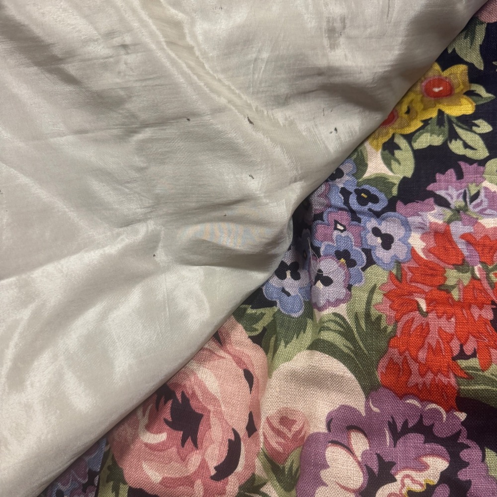 Anne Klein II Vintage Floral Linen Plaid Trim Faux Wrap Skirt Size 6 Multi-Color - Picture 5 of 8